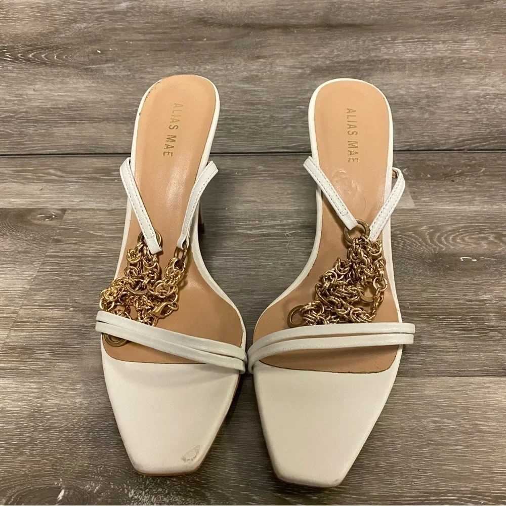 Alias Mae | Ankle Strap Heel in Ivory Size 39 NEW
